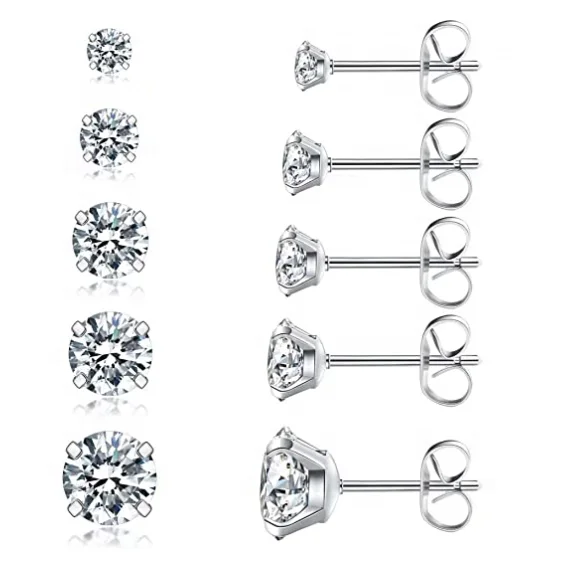 

316L Surgical Steel Zircon Earrings Stud For Women Set Tarnish Free Jewelry