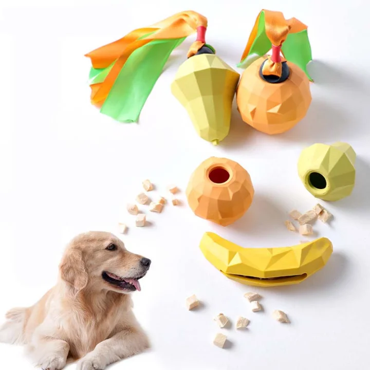 

Pet Dog Toys Fruit Shape Squeaking Rubber Leaking Food Toys Bite Resistant Interactive Training Toys for Small Dogs, Picture showed