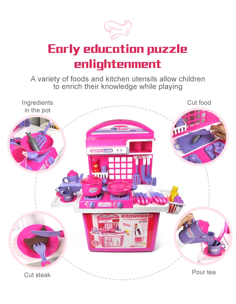 Wholesale high quality kitchen toys pretend play trolley kitchen cart toy