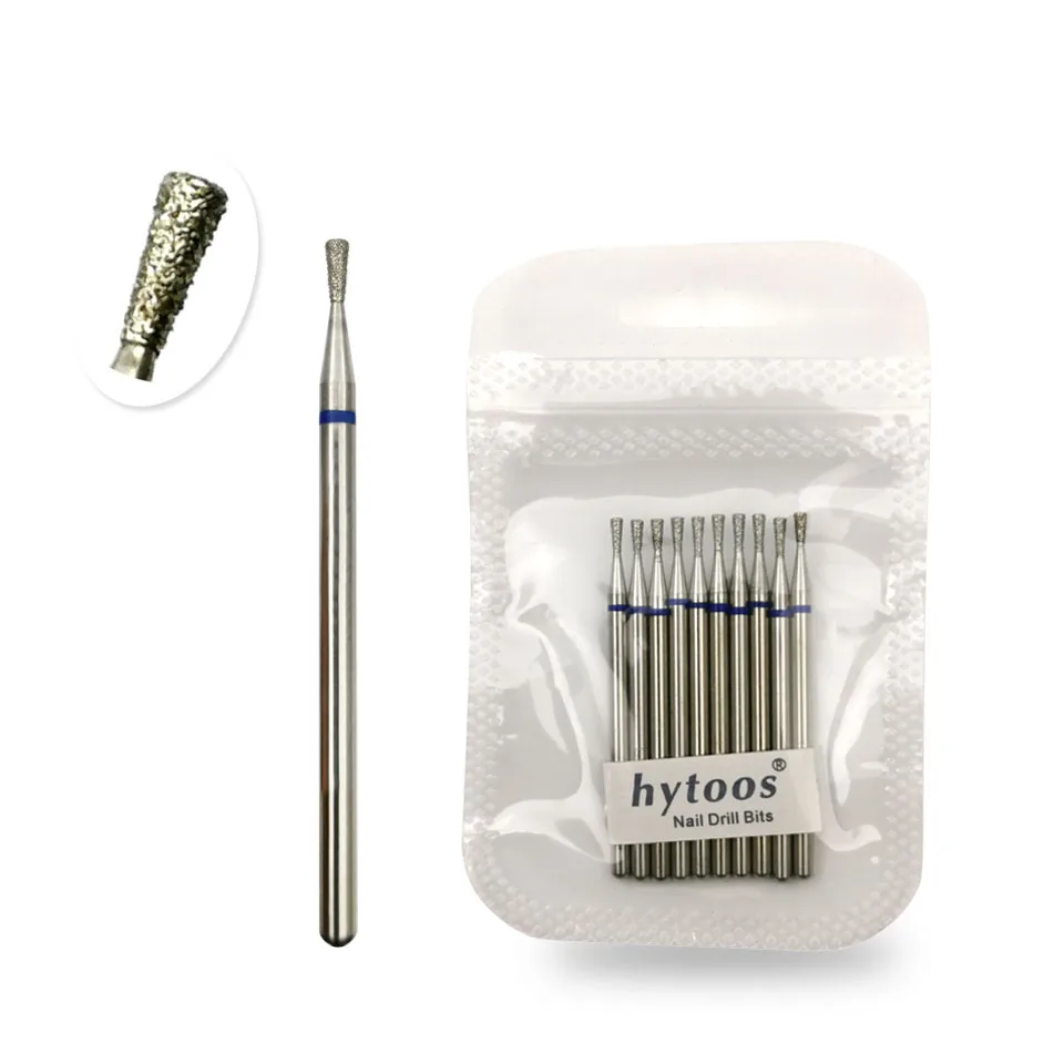 

HYTOOS 10pcs/Pack Inverted Cone Russian Bit Cuticle Burr Diamond Nail Drill Bits Manicure Drills Accessories