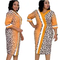 

90820-MX69 leopard print african women plus size dresses