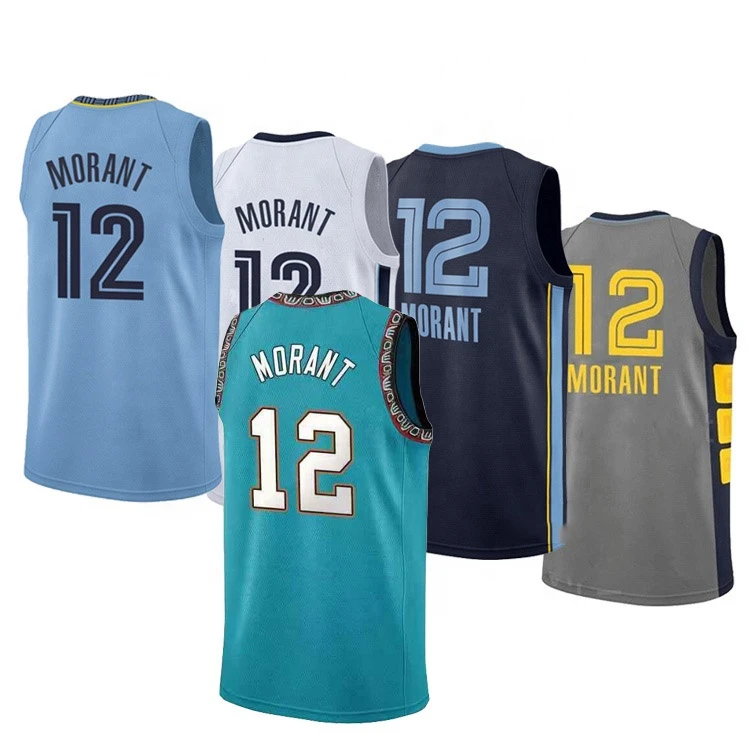 

12 Ja Morant Shirts Memphis Jersey Grizzlies Custom Name and Number Sports Basketball Vest Wear Wholesale Clothing 2021 2022