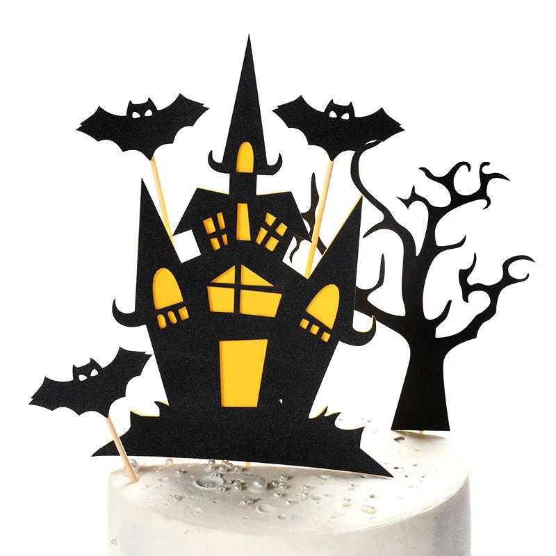 Halloween Cupcake Toppers Set Bat Witch Ghost