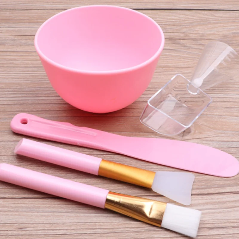 

spa tool DIY Facial Face Mask Mixing Bowl Set With Mask Brush metering spoon spatula, Pink