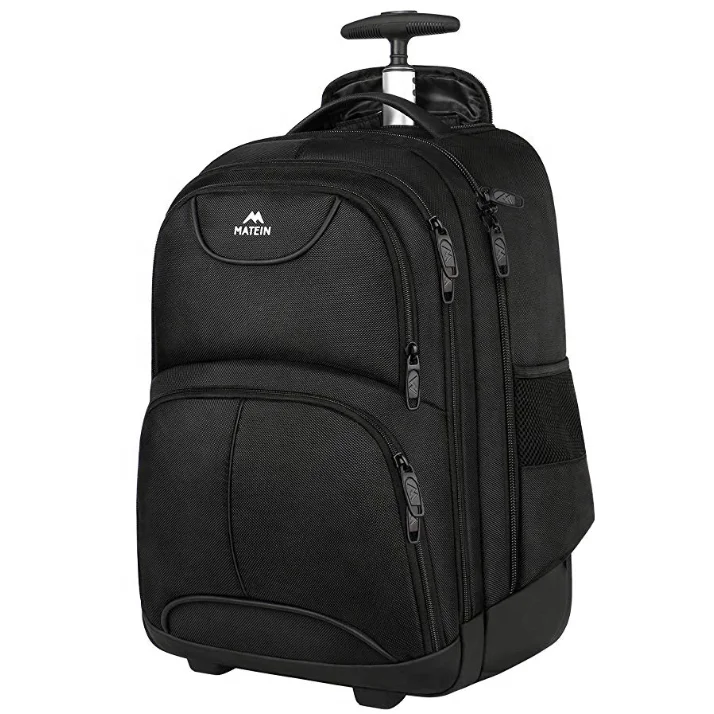 

15.6" 17" men's women's waterproof rolling trolley black laptop backpack with laptop compartment travel backpack waterproof