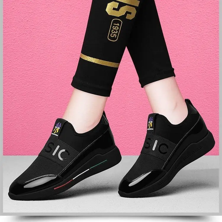 

2021 fashion Spring summer wholesales black lady female flat sneaker women's casual sport shoes woman