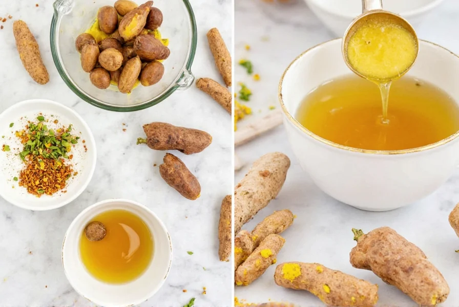 Step-by-step preparation of turmeric tea with fresh ingredients