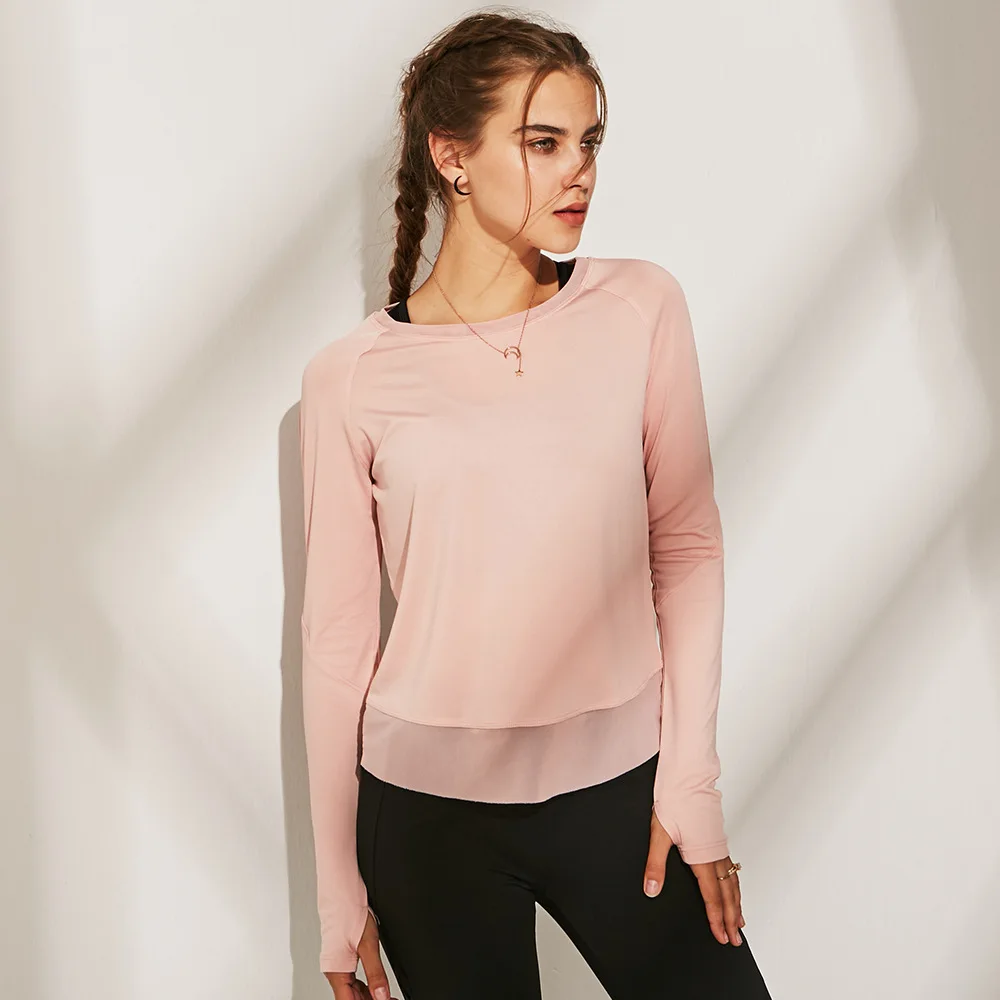 

Women Summer Quick Dry Running Fitness Breathable Loose Long Sleeve Shirt