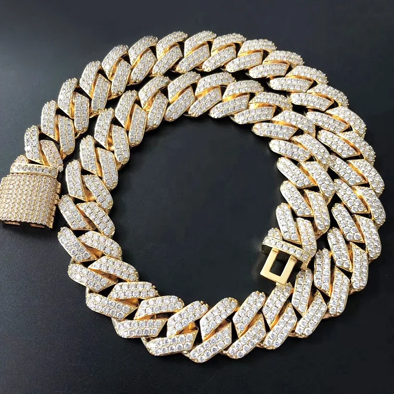 

14mm Hiphop CZ Iced Out Square Cuban Link Men 14K Gold Chains