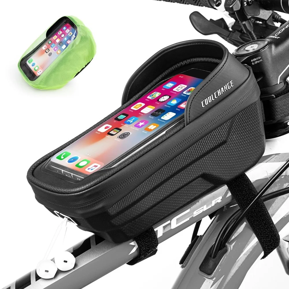 

Coolchange hot sale mobile phone mountain bike waterproof cycling bag smart phone hard shell bicycle bag, Black