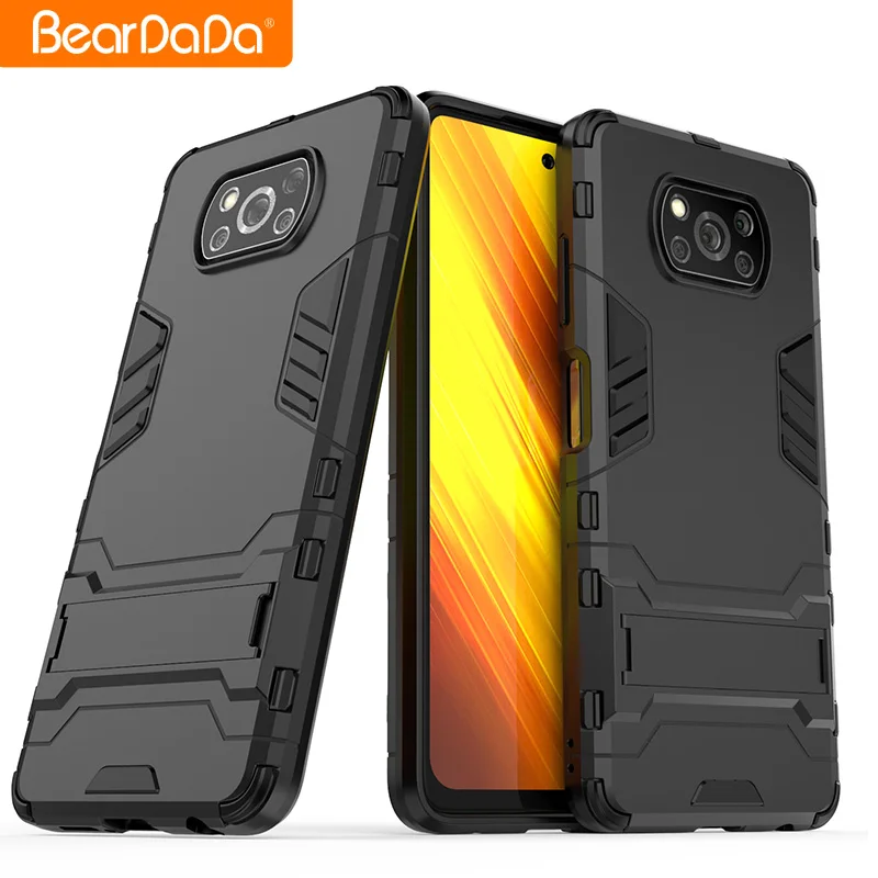 

Shockproof TPU PC Mobile Back Cover For Xiaomi POCO X3 NFC phone case with kickstand