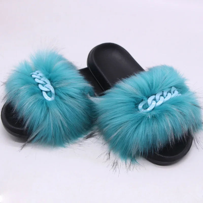 

Good Quality Bedroom Fur Slippers Fox Fur Slippers For Women Hot Selling, 20 colors