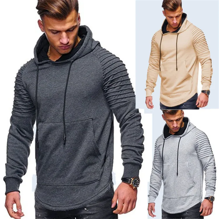 

2021 Spring And Autumn Hot Style Men'S Pullover Sweater Striped Pleated Raglan Sleeve Hoodie Casual Fashion Men'S Clothing, Optional