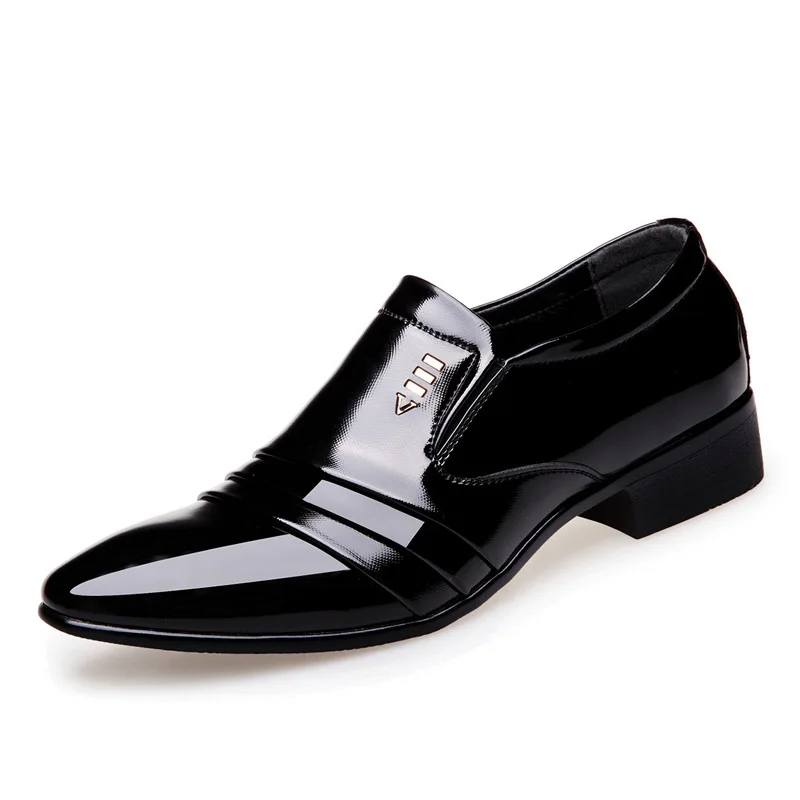 

Pointed Leather Business Dress Shoes Pleated Pointed Toe Formal Shoes