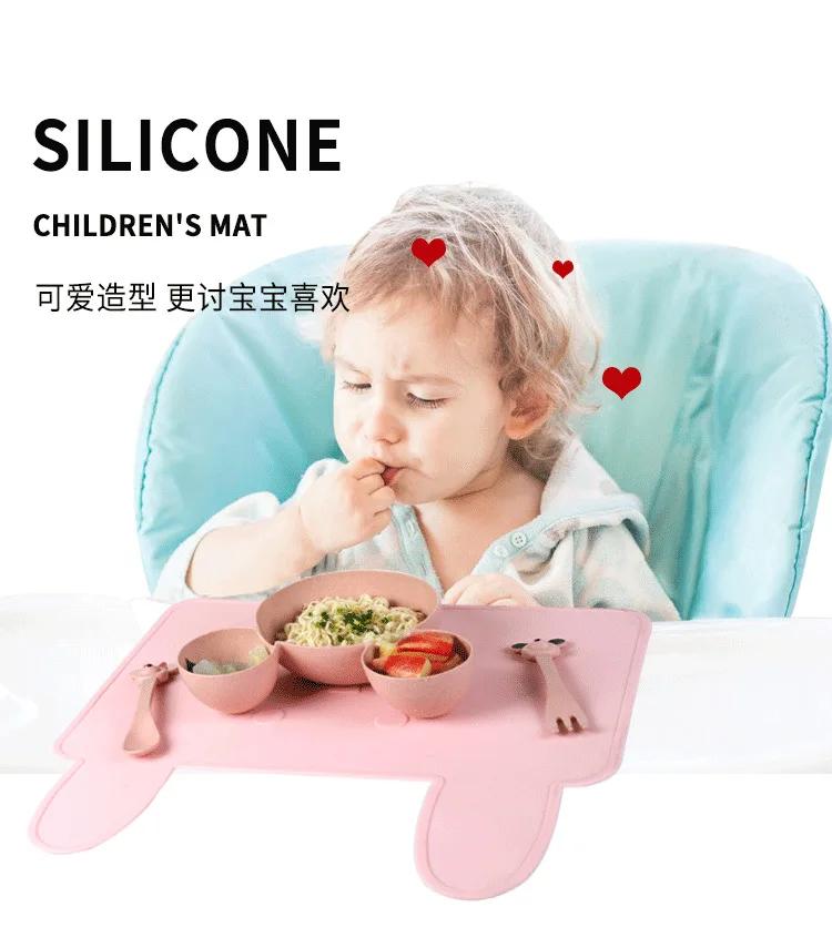 

Baby pink lovely bear silicon placemat for babys kids non-slip silicone pad silicone mat kids dining table mat, 2colors
