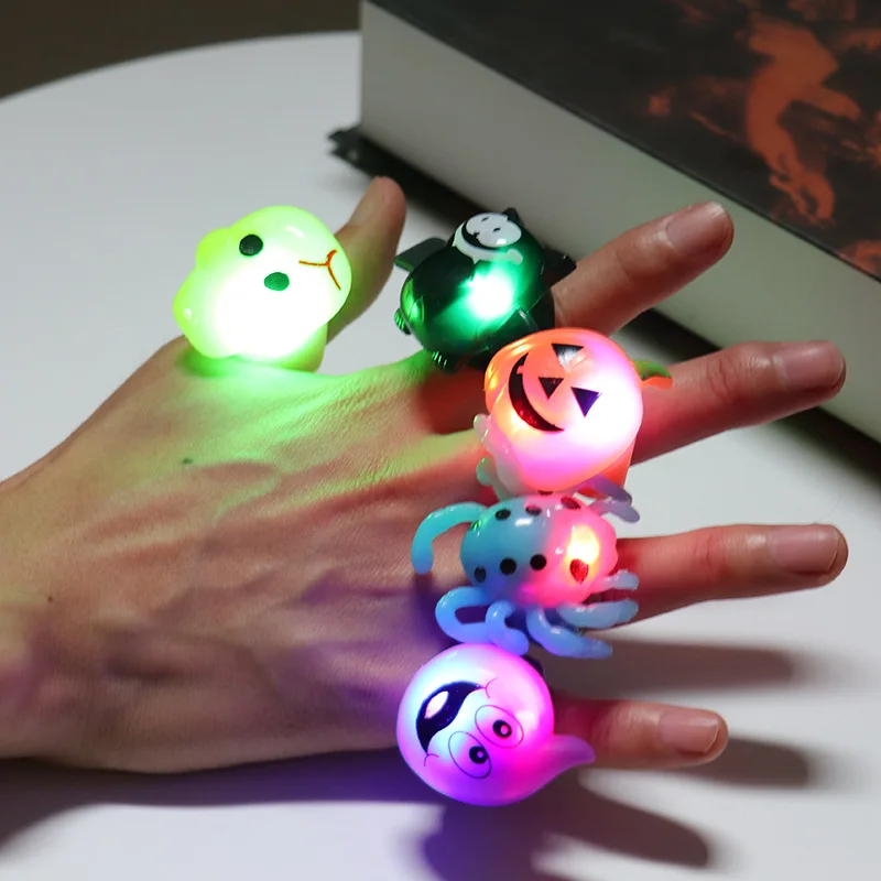 

wholesale acrylic halloween glowing finger rings jewelry for kids