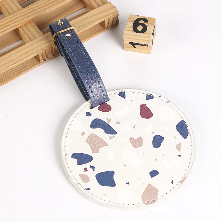 

Personalized Manufacturers Custom Pu Leather Luggage Tags Round Shape Boarding Tag, Customize
