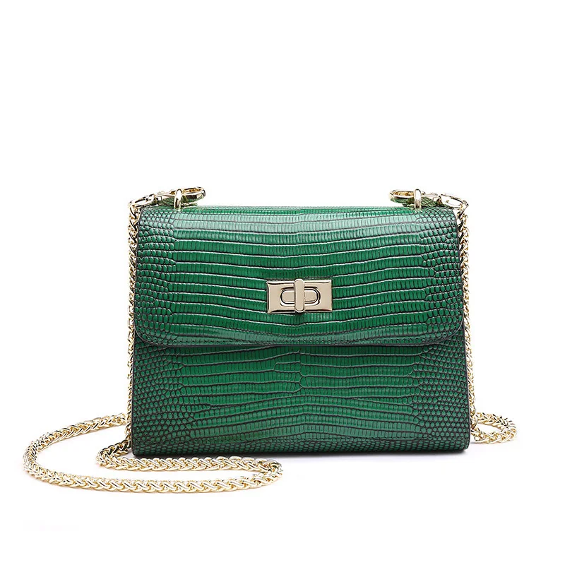 

2020 new fashion design lizards cow leather ladies chain crossbody shoulder bags women handbags
