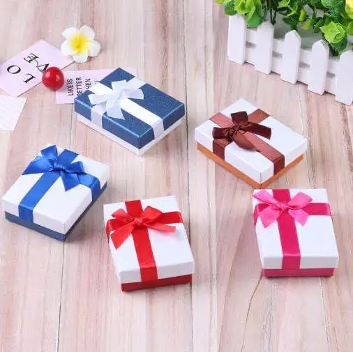 

Manufacturer custom 7*9*3 multicolor bow ring pendant jewelry packaging box, As shown or customized