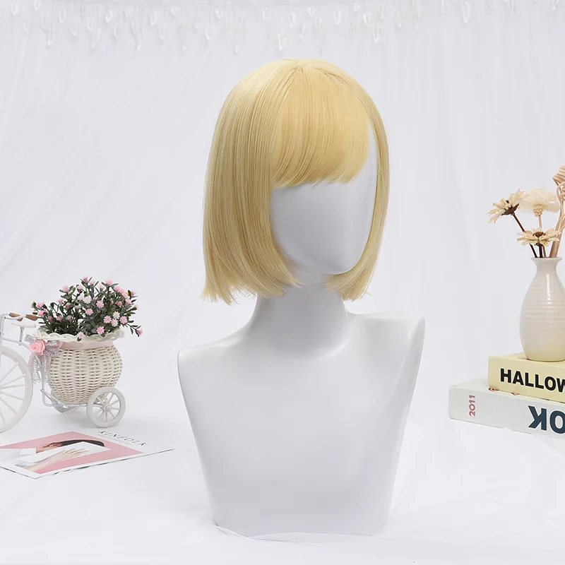 

Korean Women's Human Hair Wigs New Style Wig Headgear Birthday Holiday Party Short Straight Hair Wig, Pic showed