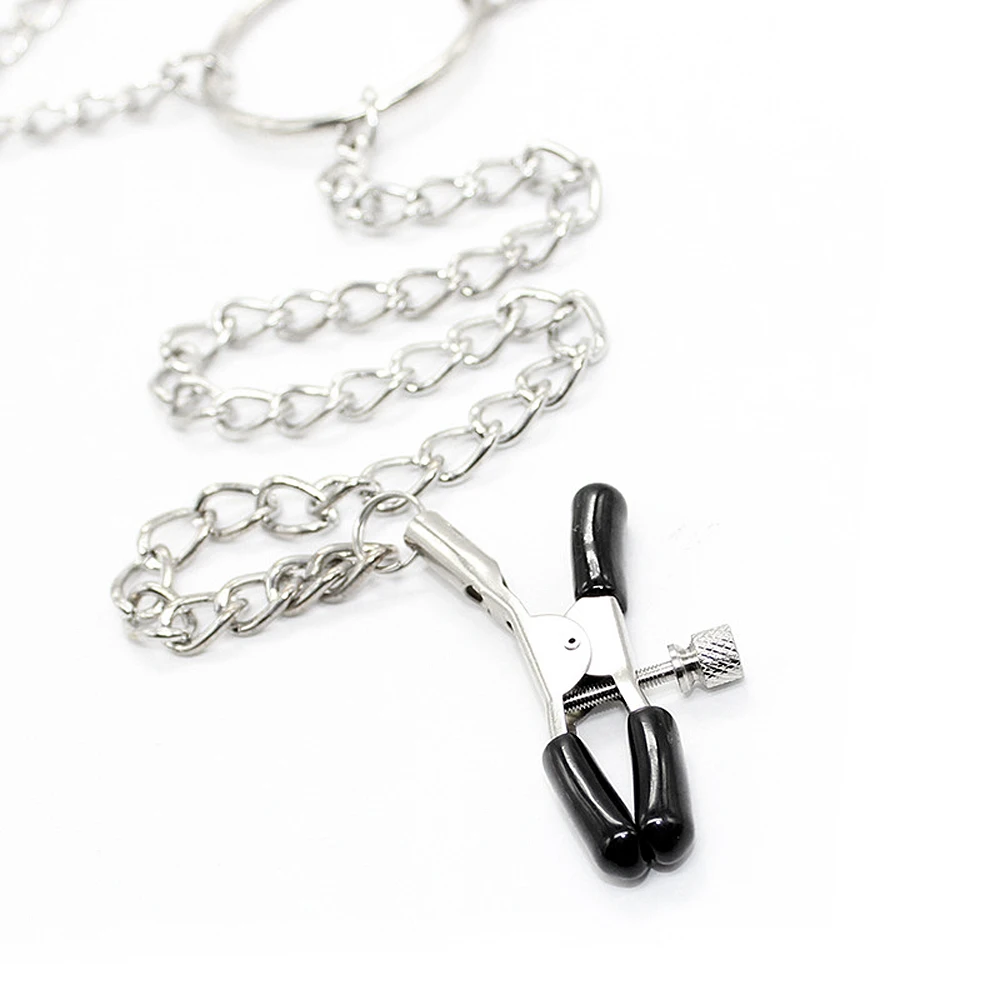 不锈钢阴唇阴蒂乳头钳与阴道钳金属链 bdsm 束缚约束性玩具的女性