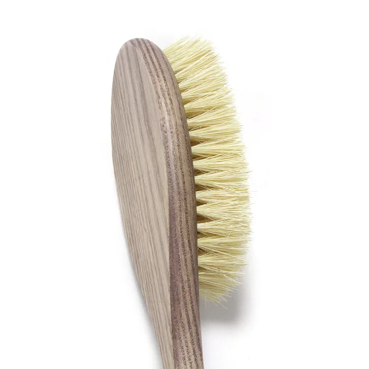 Private label ash soft sisal dry hard bristles natural long wood handle shower body massage bath brush set