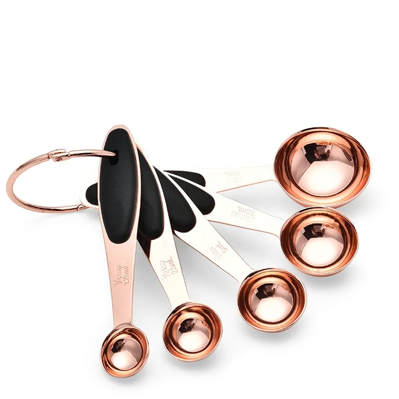 

Rose gold stainless steel measuring spoon five-piece set DIY cake measuring spoon set