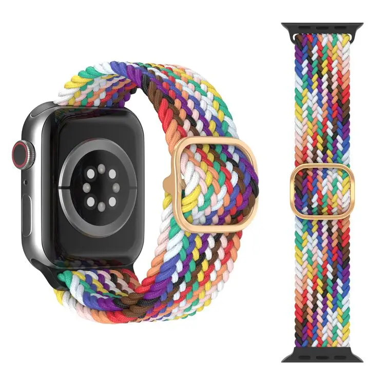 

Nylon Elastic Fabric Double Braided Solo Loop Replacement Straps for Apple Watch Band Series 7, Optional