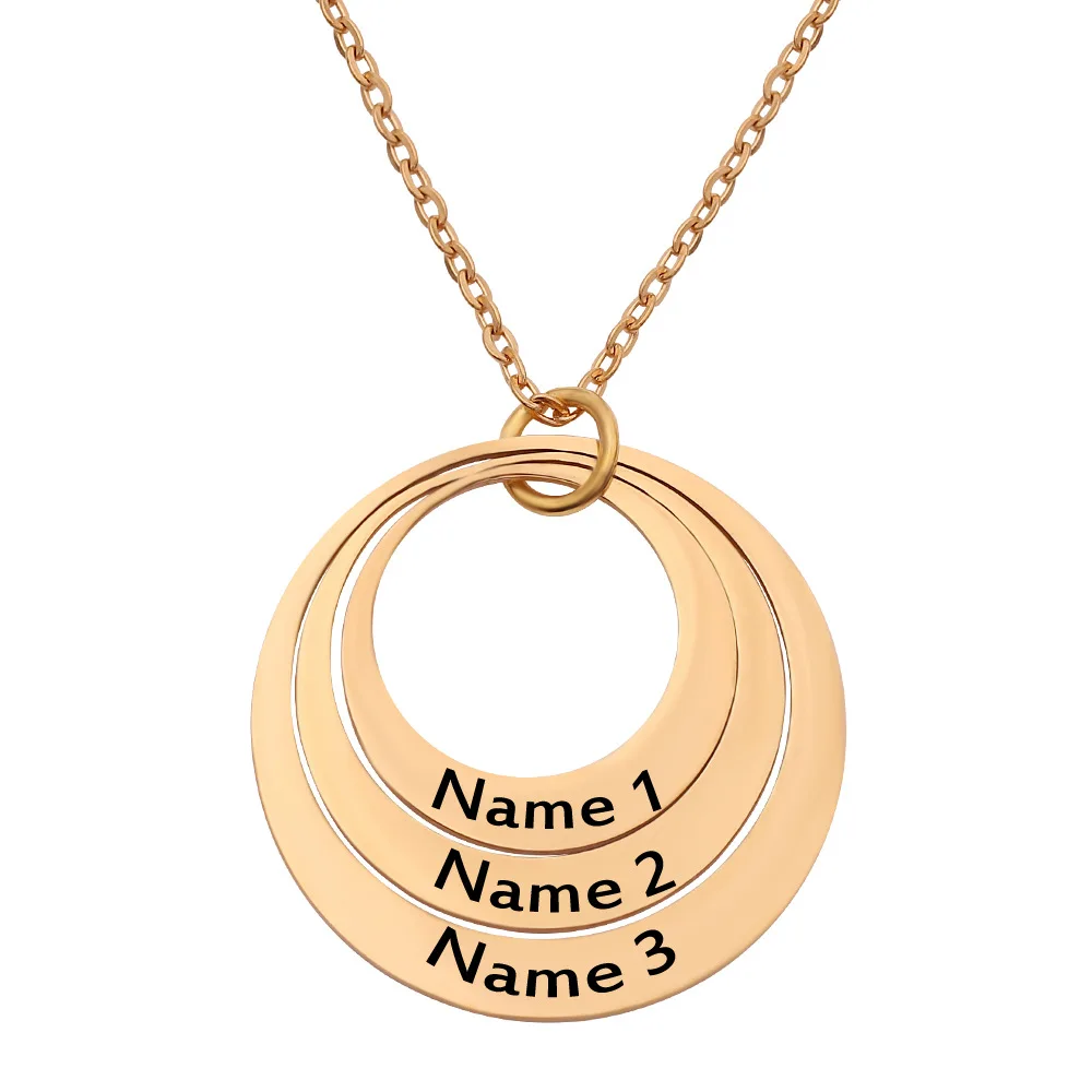 

European New Style DIY Gold Stainless Steel Round Shape Make Three Name Necklace, Gold ,silver,rose gold.