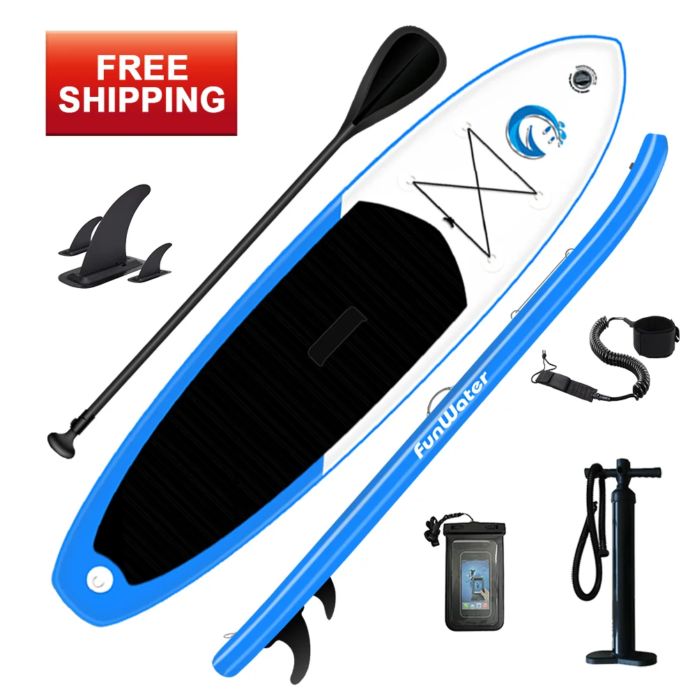 

FUNWATER Free shipping Water sporting inflatable sub stand up paddle board surfing paddle board epoxy surfboard sup paddleboard, Blue