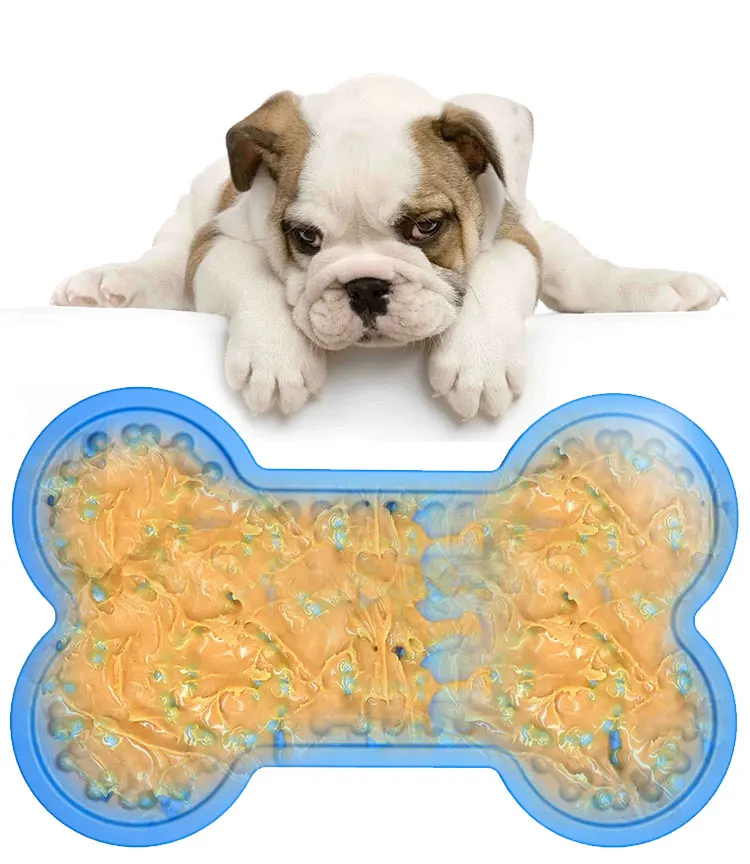 

New Style Pet Slow Feeding Silicone Licking Dog Lick Pad Mat With Suction Cup, Blue / green / pink / black or customized