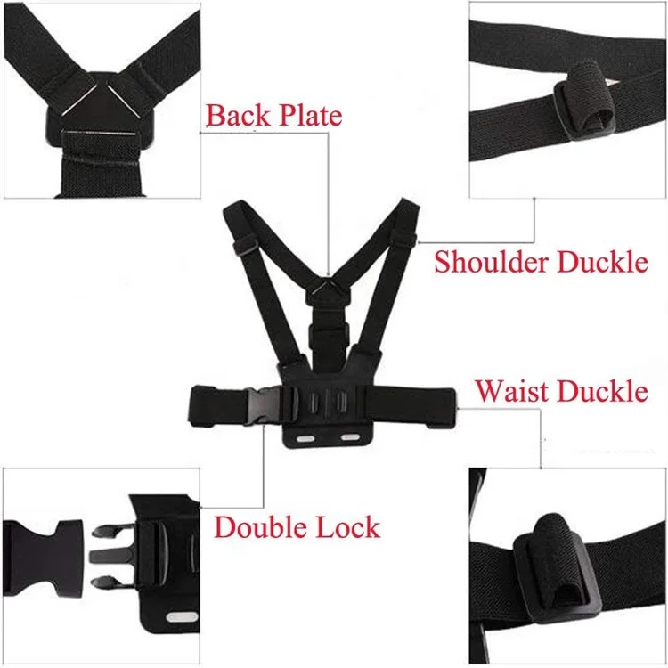 
Aipaxal Adjustable Performance Action Camera Chest Mount Harness Strap for Gopro Accessories 