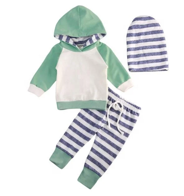 

B60205A Hot style autumn and winter suit for boys and girls striped hoodie with cap, Yellow pink light blue light green purple red