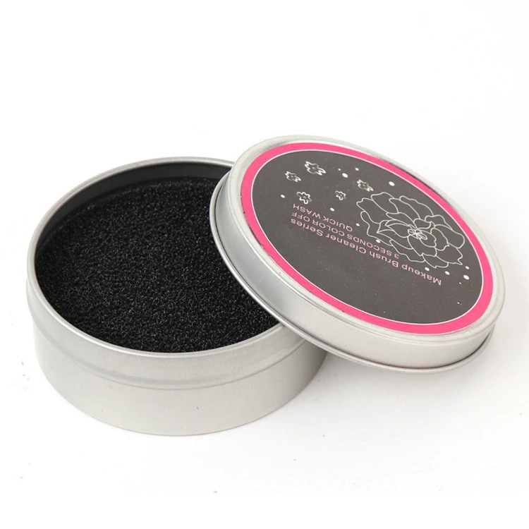 

Round Makeup Brush Clean Box Eyeshadow Color Powder Blush Cleaner Sponge Switch Brushes Remover From Tools, Black