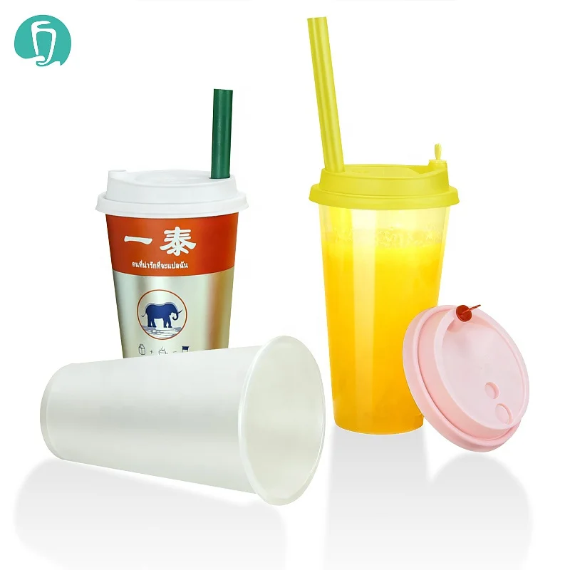 
520ml 16oz print logo injection cold hot drink pp disposable custom clear plastic cup with lids 
