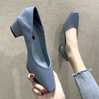 

Womens PU Pumps Plus Size High Heels Shoes Woman Female Sexy Party Office Lady Wedding Square Heels