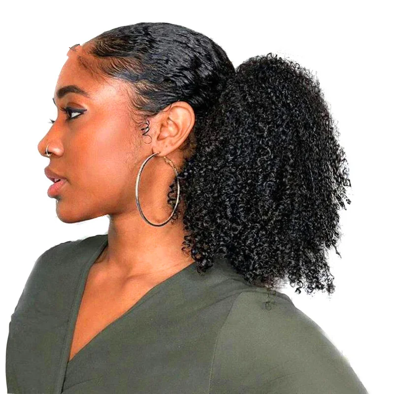 

120g Free shipping 3c 4A afro kinky curly Drawstring Pony tails Clip in Hairpiece Ponytail for Black women