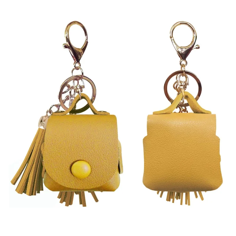 

Custom Wireless Headphone Earphone Charging Box Leather Protective Case Keychain Pouch Bag For Apple Airpods 1 / 2 Charging Case, As pictures / or customized colors