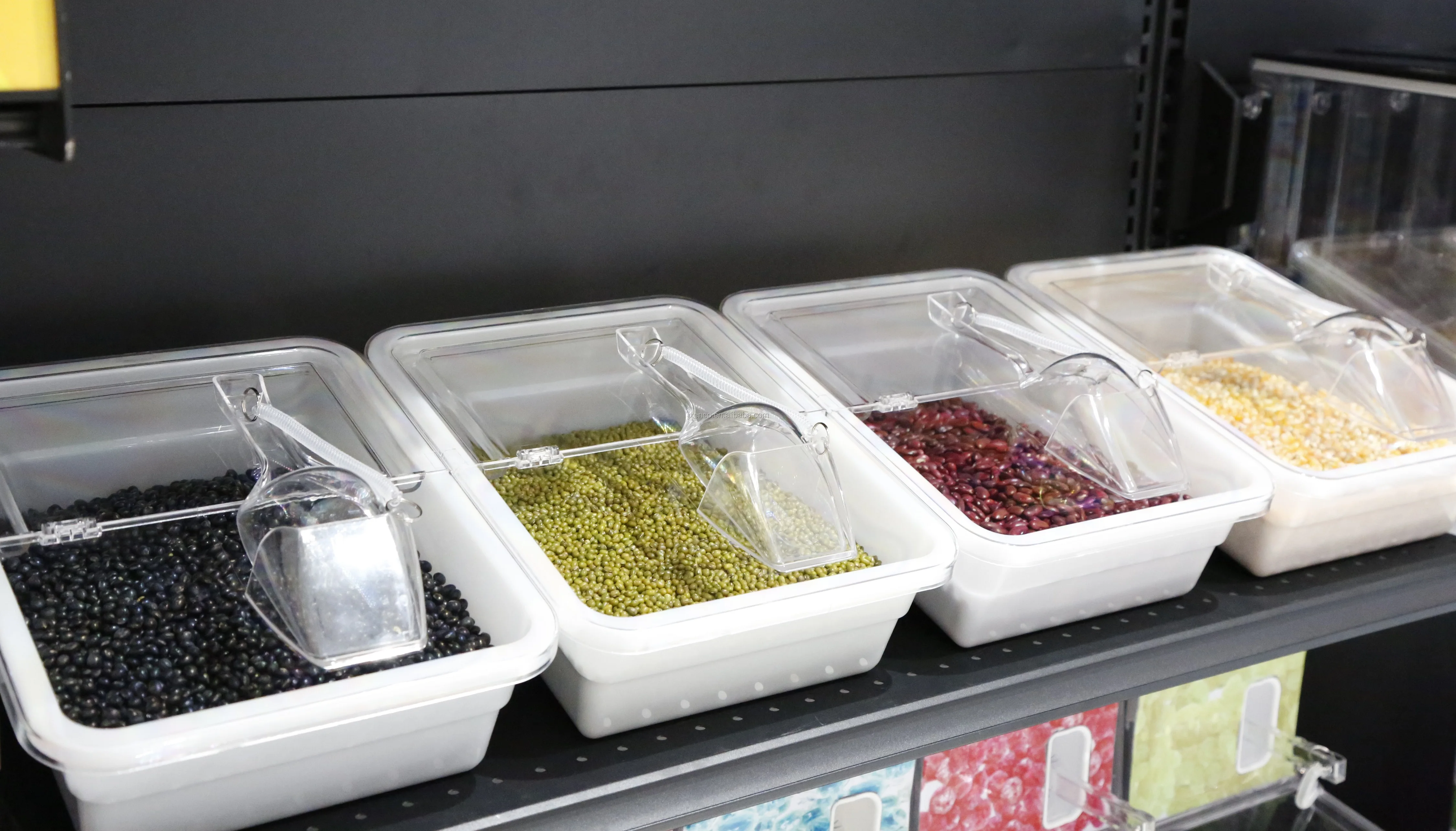 in australia white bulk candy sweet nuts food bin container for