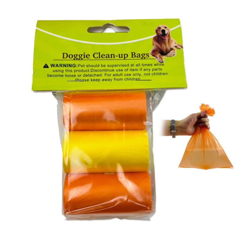 

2021 New Cats Accesories Custom Poop Bags Custom Design Cheap Dog Waste Trash Bags Biodegradable Dog Poop Garbage Bag Roll, Orange&yellow
