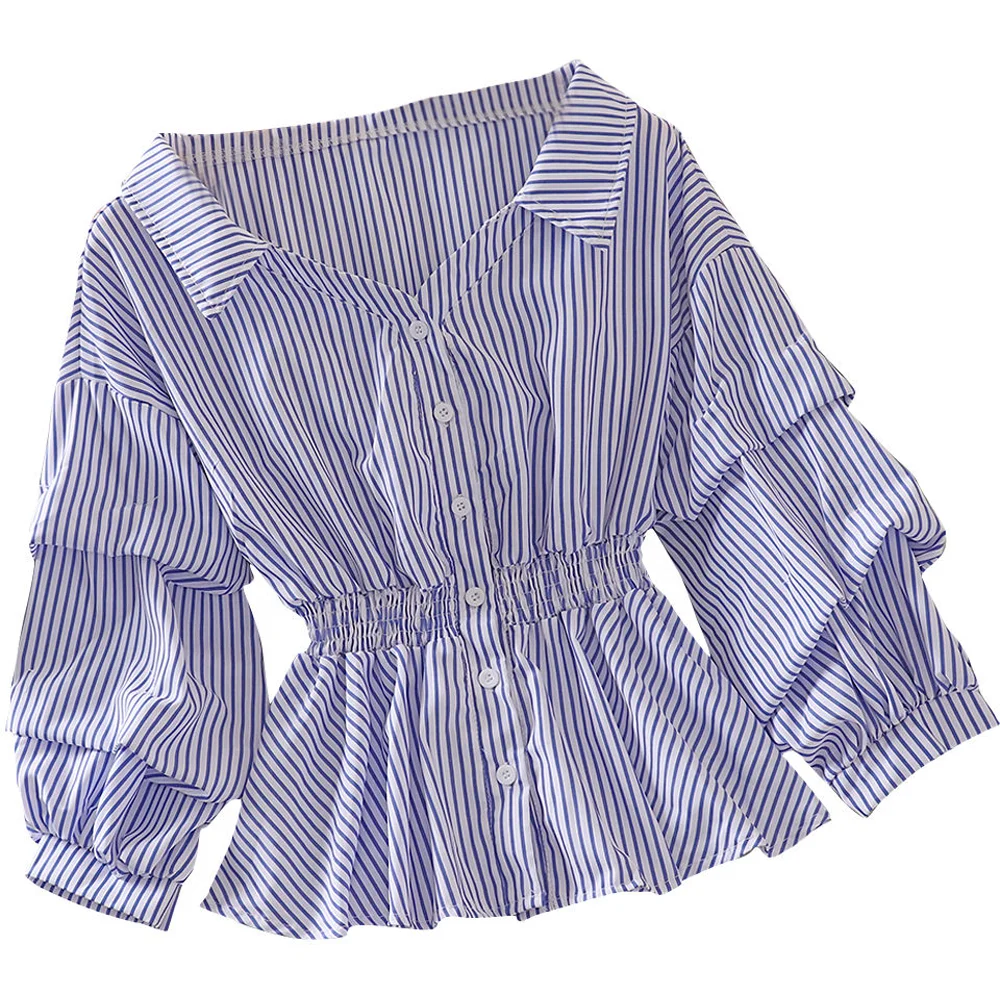 

Wholesale Price New Design Best Selling Korean Fashion Striped Shirt Women Casual Blouse Shirt, Various