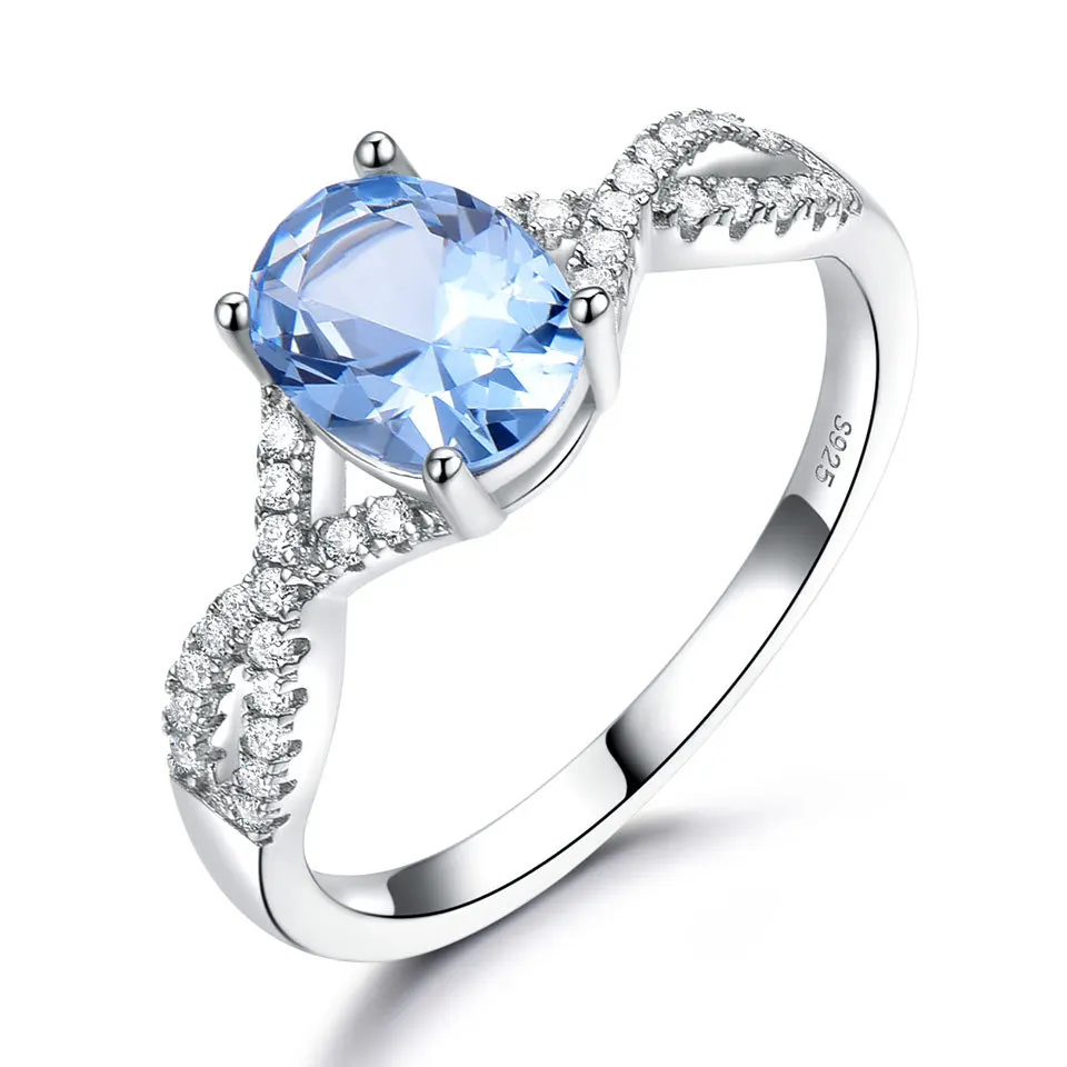 

925 silver engagement rings Nano Topaz Gem Ring double knot ring silver 925, Blue