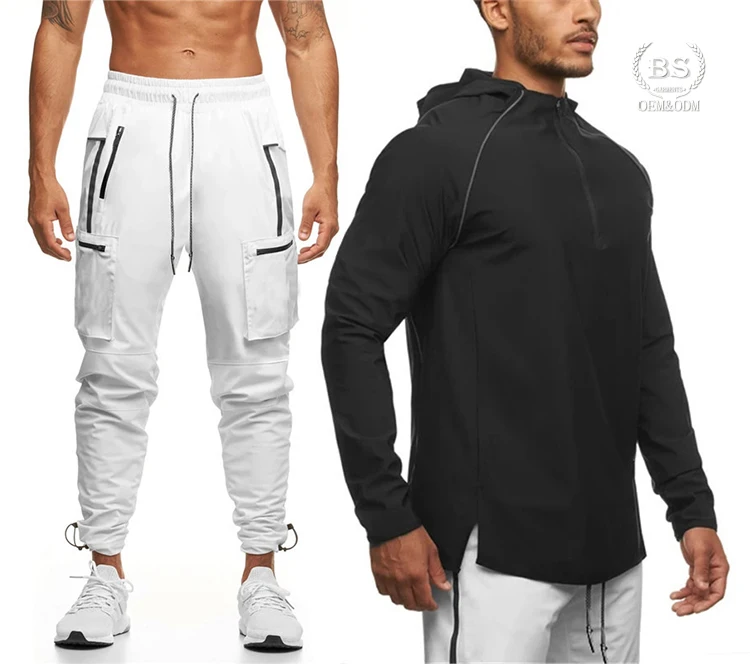 

Baisheng Men fall new arrivals casual long sleeve two piece hoodie pants set men wholesale