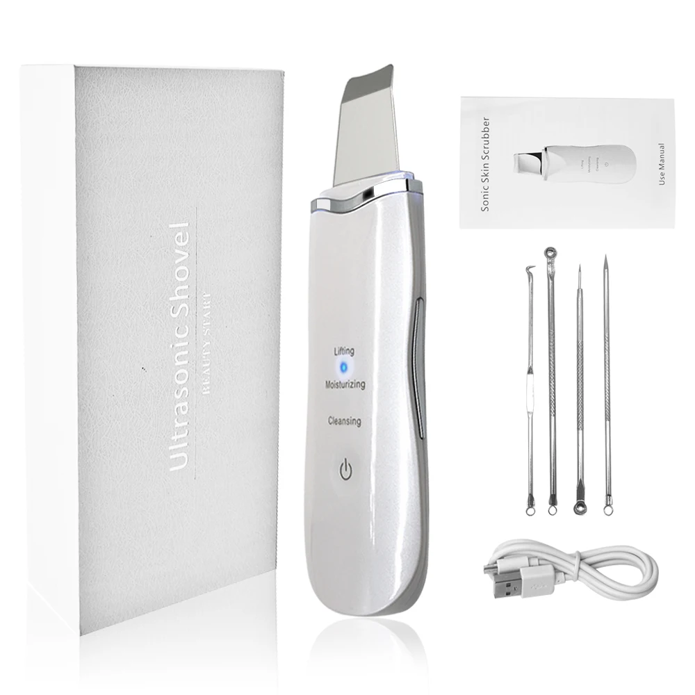 

2021 Upgraded ultrasonic skin scrubber Facial Cleaning face Spatula Peeling Skin Scrubber