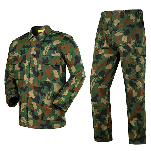 

Nigeria Custom Logo Jungle Camouflage Trainining BDU Combat Shirt Tactical Uniform Suit Military Army Uniform, Polygon woodland