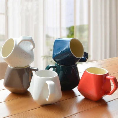 

New ins selling Nordic style 15oz irregular polygon personality ceramic mug mug ceramic coffee cup, As the picture show