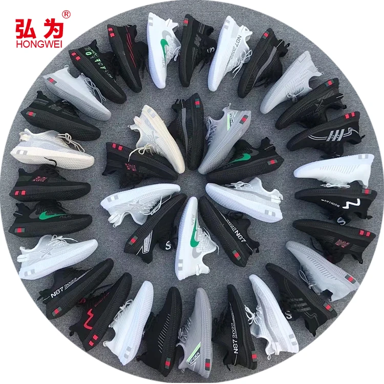 

High Quality men's Flying weaving sport shoes mixed design men breathable sneakers stock shoes