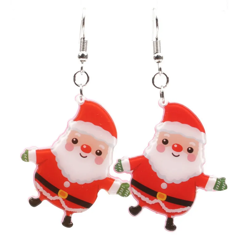 

2021 New Acrylic Christmas Earrings Christmas Gold Plated Earrings Santa Clause Earrings Wholesale