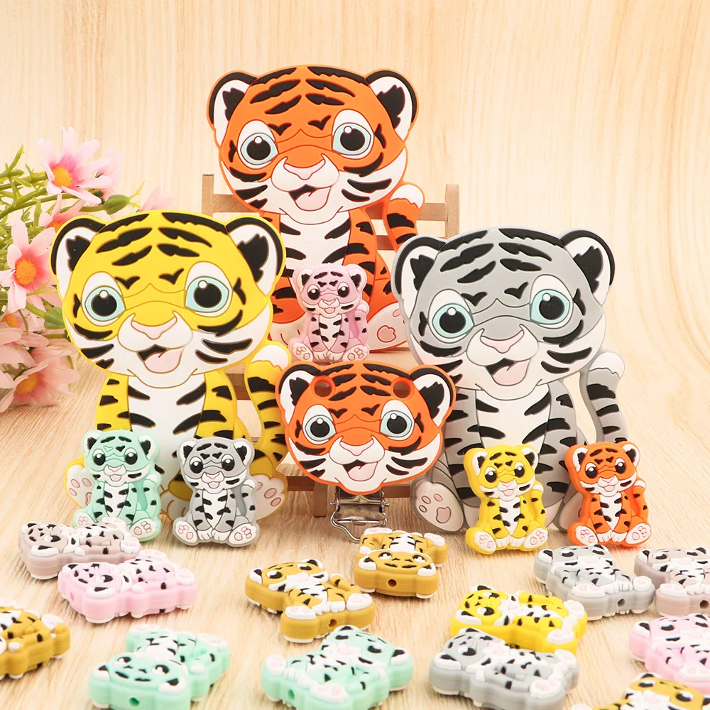 

Tiger shape Silicone Pacifier Clip Dummy Holder DIY Baby Pacifier Chain Accessories BPA Free Silicone Clip for baby chewing