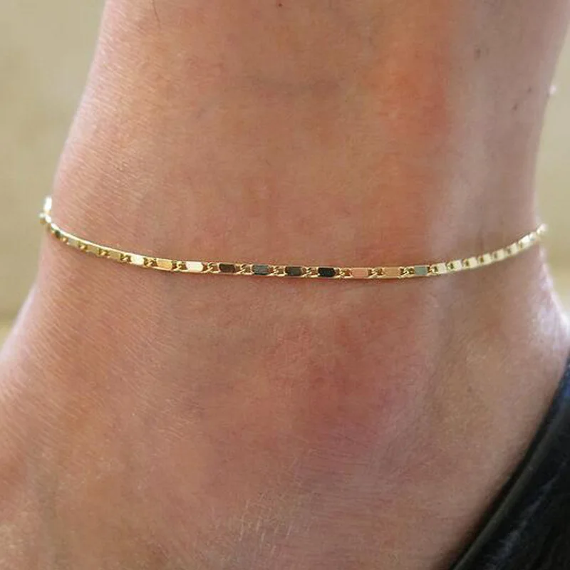 

Simple Beach Foot Jewelry Thin Silver Gold Chain Anklet Bracelet Women